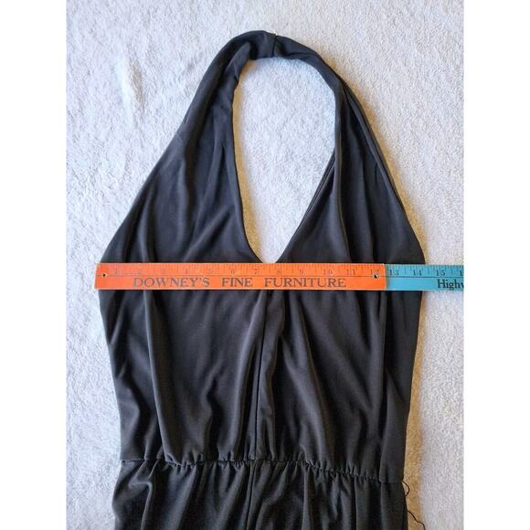 Contempo Casuals Halter Top Romper Jumpsuit Sz Small Black Wide Leg VTG 90s - Picture 3 of 8